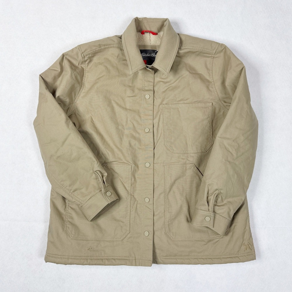 Eddie Bauer‎ Mountain Ops Sherpa Lined Utility Jacket Womens XL Khaki